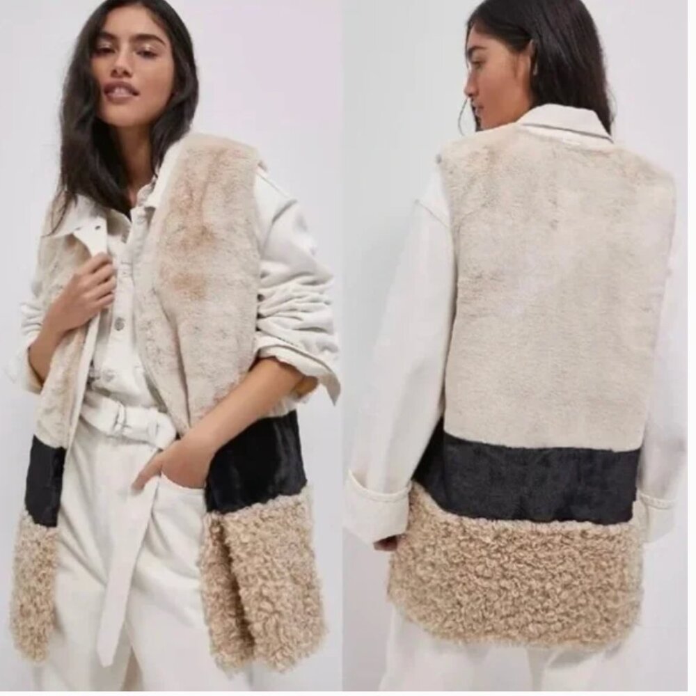 Anthropologie Multi faux Fur Vest